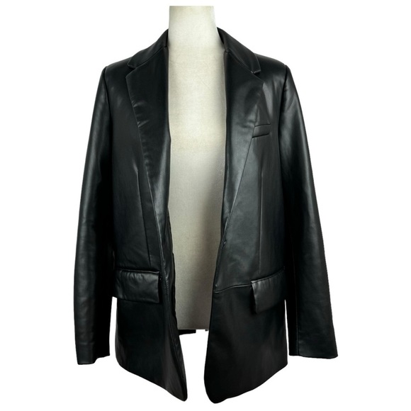 Zara Faux Leather Oversized Blazer Jacket Black Bloggers Favorite Career Small - Picture 11 of 16